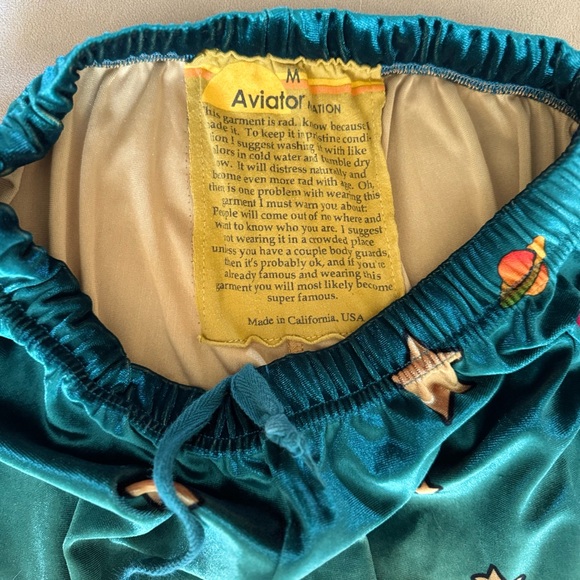 Aviator Nation Women’s Velour Green/Gold Sweatpants (no pockets) - Picture 5 of 6